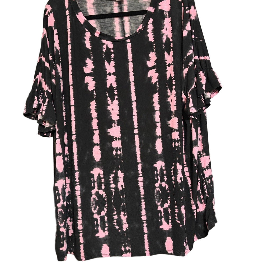 Sew in Love Pink and Black Tie-Dye Women's Top
